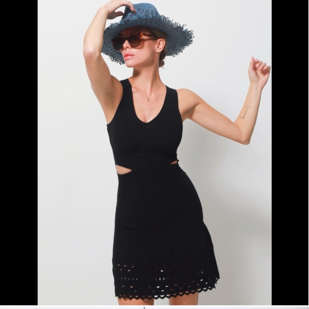 Ramy Brook Black Cut Out Waist Dress
